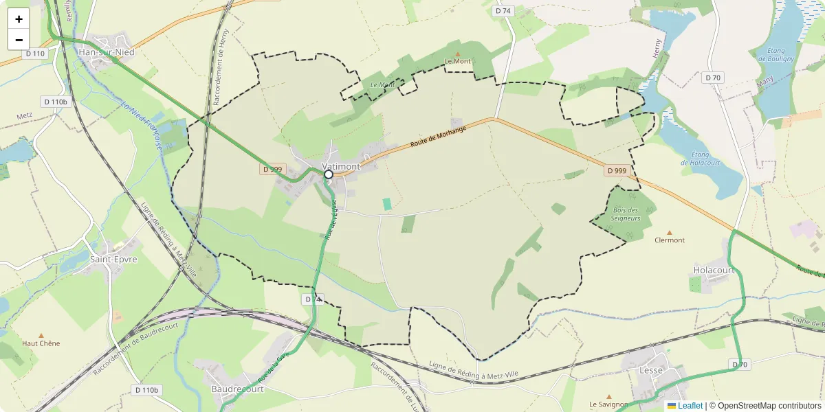 Carte du réseau de transport en commun à Vatimont - lignes de bus et arrêts
