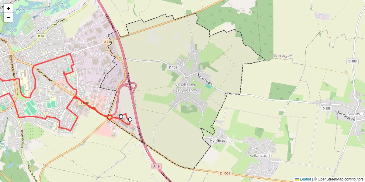 Carte du réseau de transport en commun à Vauchelles-les-Quesnoy - lignes de bus et arrêts