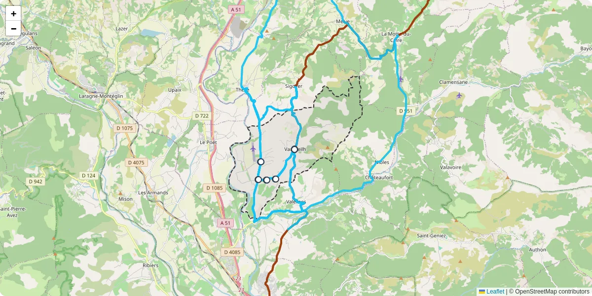 Carte du réseau de transport en commun à Vaumeilh - lignes de bus et arrêts
