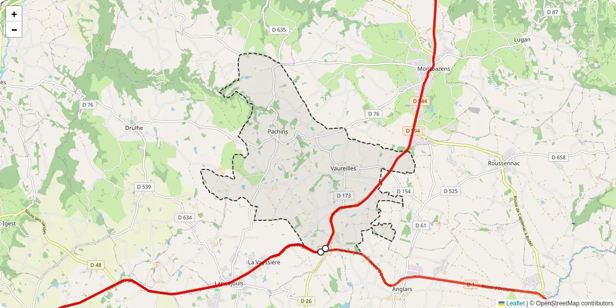 Carte du réseau de transport en commun à Vaureilles - lignes de bus et arrêts