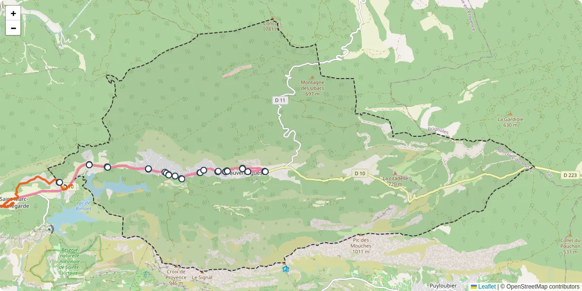 Carte du réseau de transport en commun à Vauvenargues - lignes de bus et arrêts