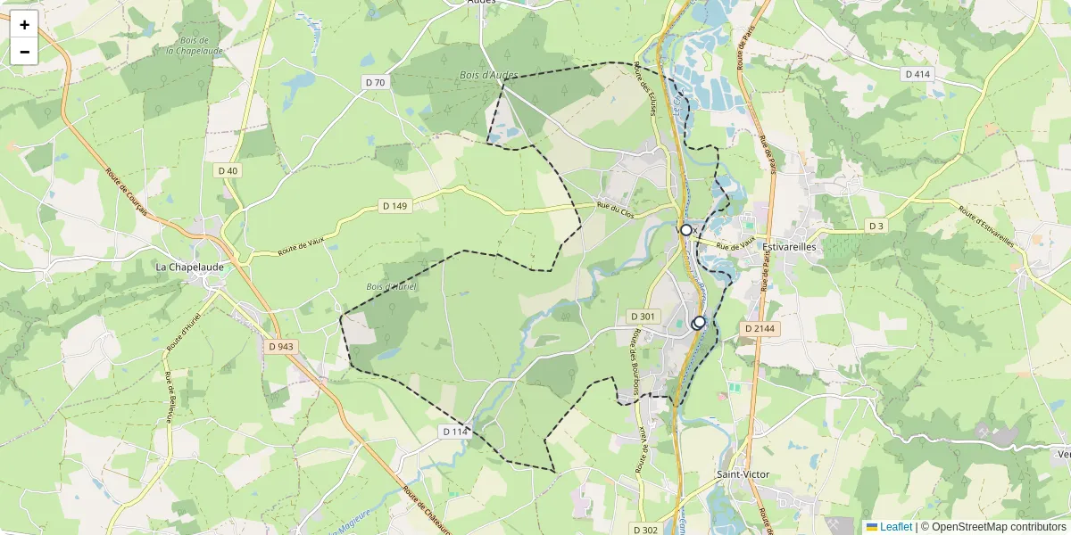 Carte du réseau de transport en commun à Vaux - lignes de bus et arrêts