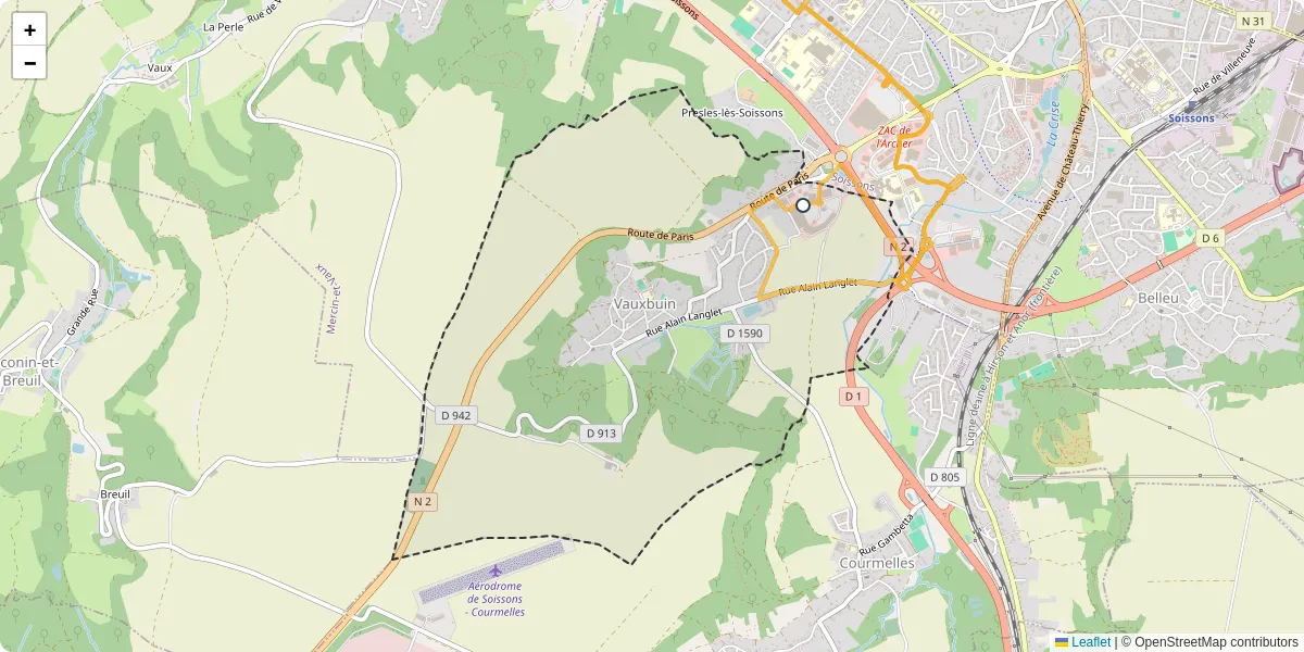 Carte du réseau de transport en commun à Vauxbuin - lignes de bus et arrêts