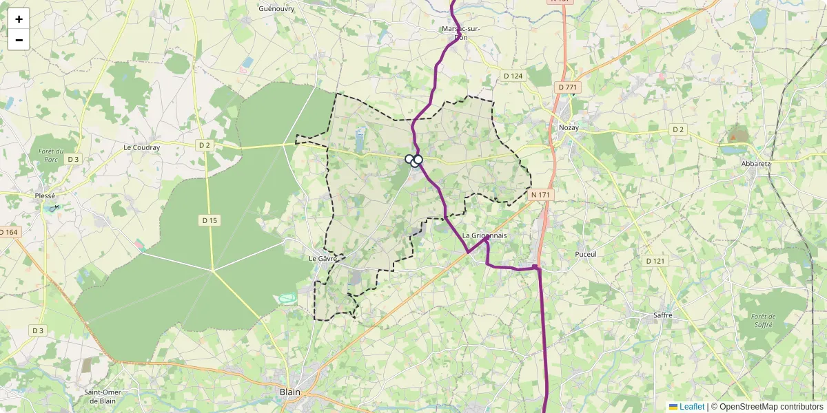 Carte du réseau de transport en commun à Vay - lignes de bus et arrêts