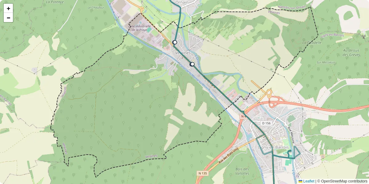 Carte du réseau de transport en commun à Velaines - lignes de bus et arrêts