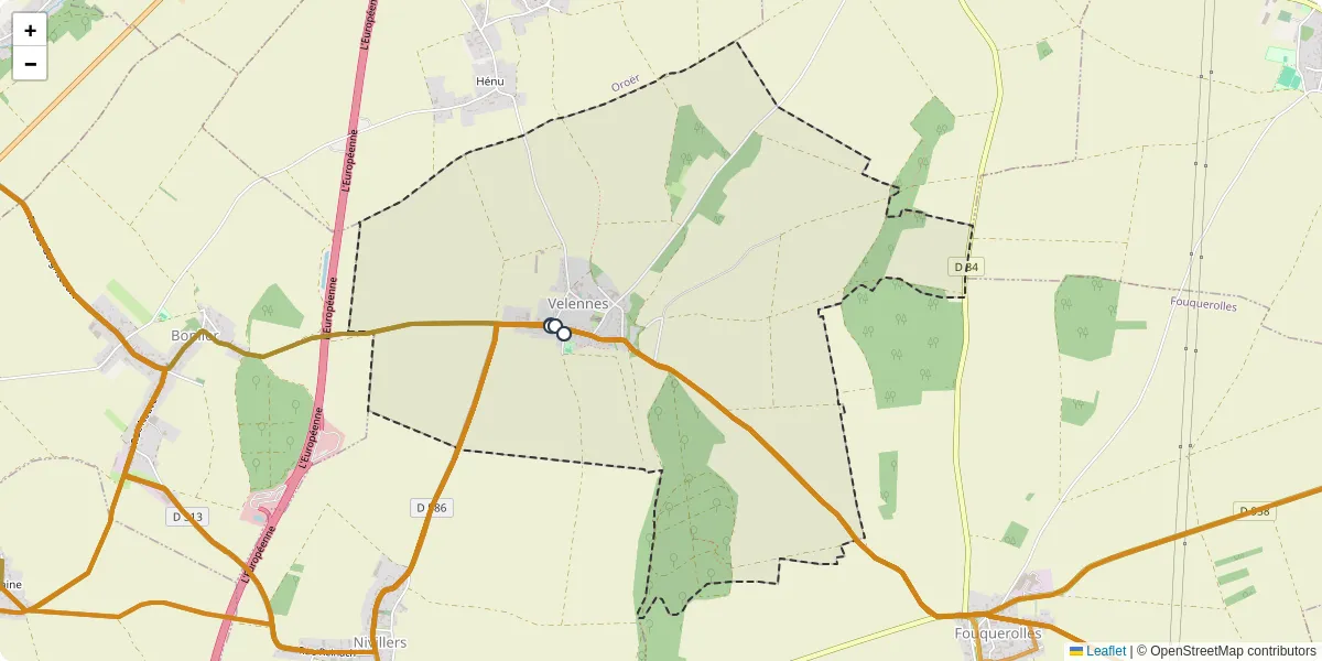 Carte du réseau de transport en commun à Velennes - lignes de bus et arrêts