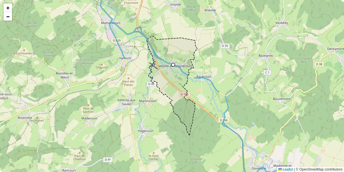 Carte du réseau de transport en commun à Velotte-et-Tatignécourt - lignes de bus et arrêts