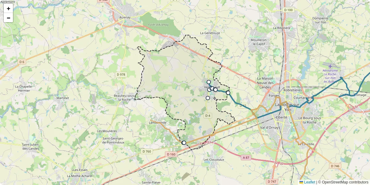 Carte du réseau de transport en commun à Venansault - lignes de bus et arrêts