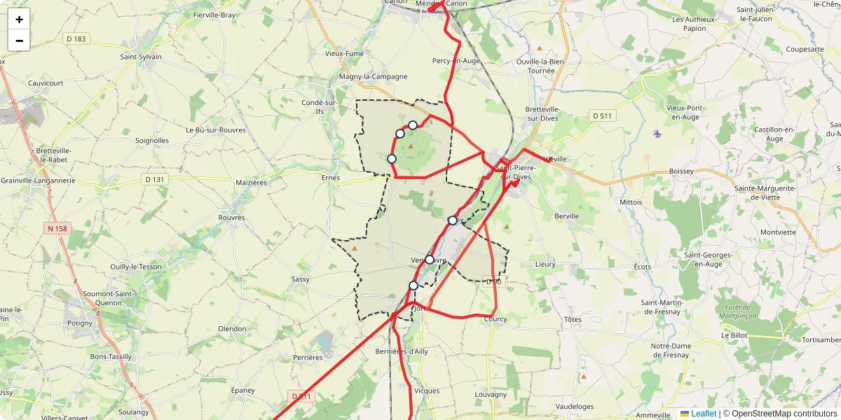 Carte du réseau de transport en commun à Vendeuvre - lignes de bus et arrêts