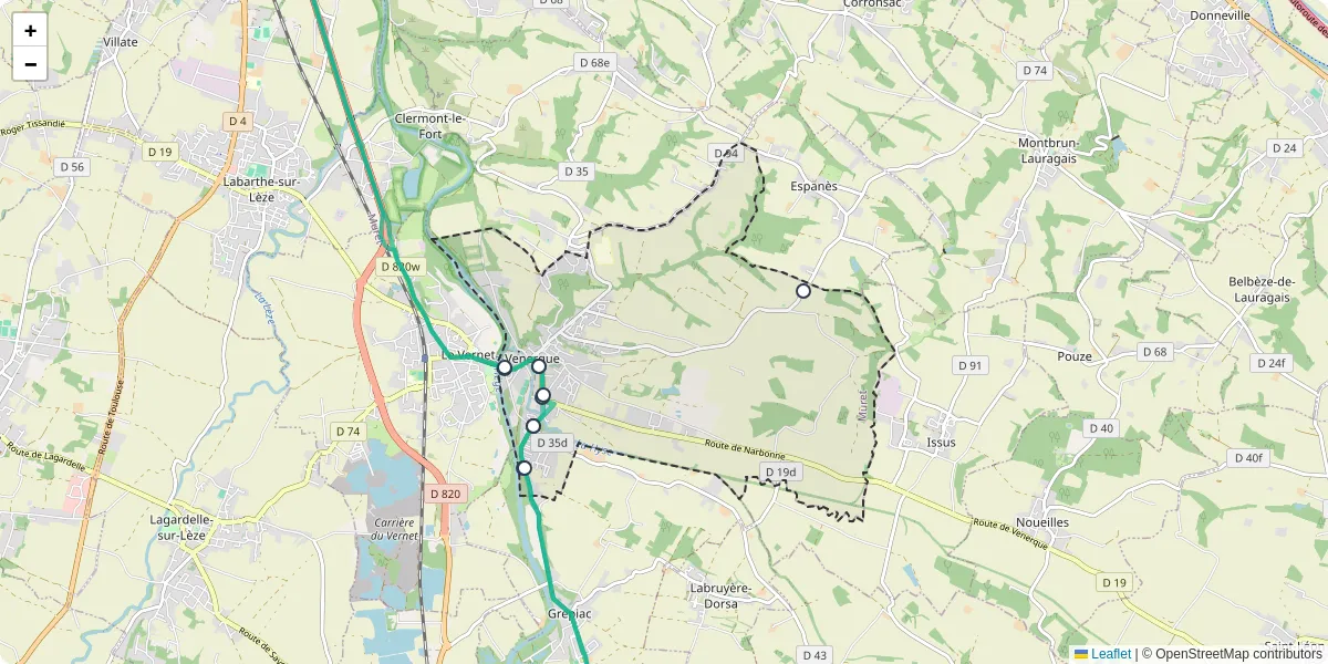 Carte du réseau de transport en commun à Venerque - lignes de bus et arrêts