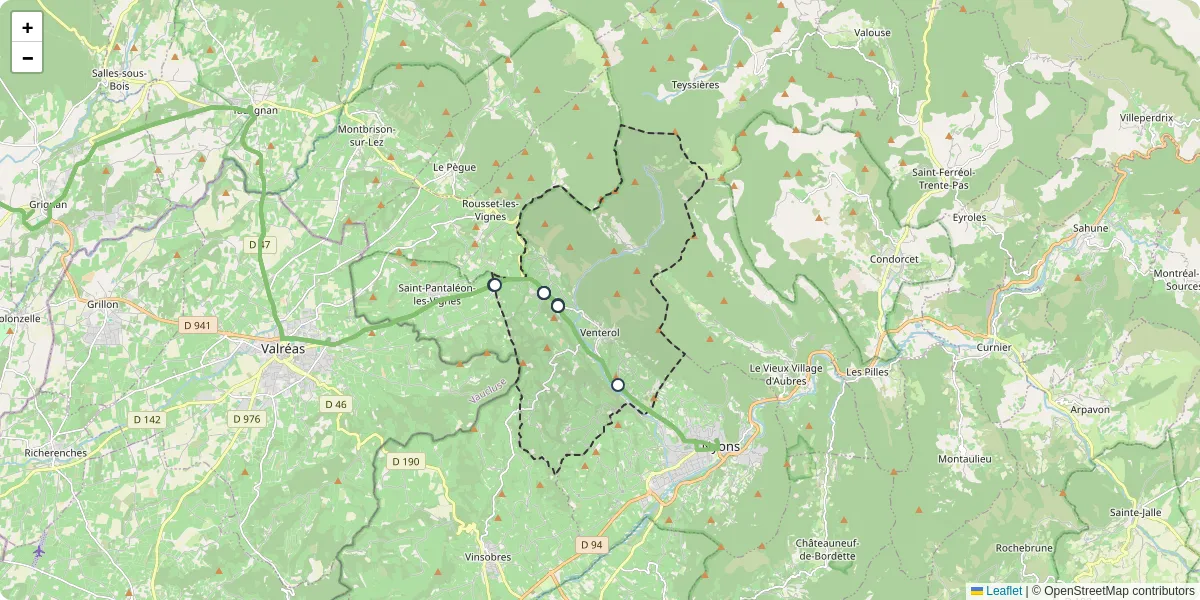 Carte du réseau de transport en commun à Venterol - lignes de bus et arrêts