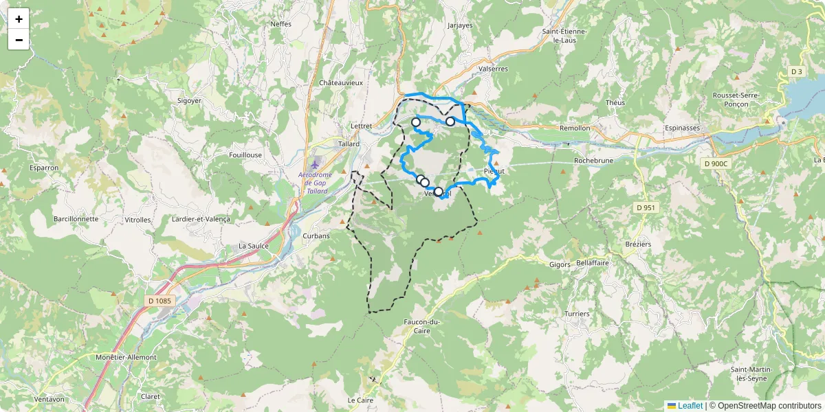 Carte du réseau de transport en commun à Venterol - lignes de bus et arrêts