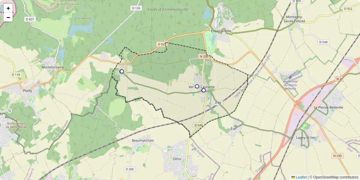 Carte du réseau de transport en commun à Ver-sur-Launette - lignes de bus et arrêts
