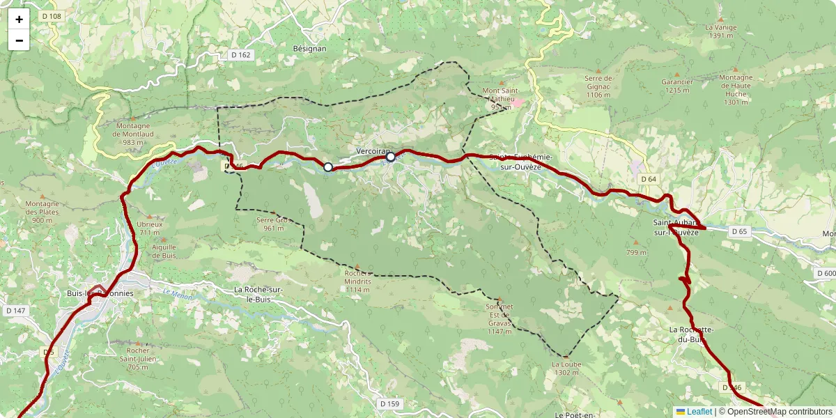 Carte du réseau de transport en commun à Vercoiran - lignes de bus et arrêts