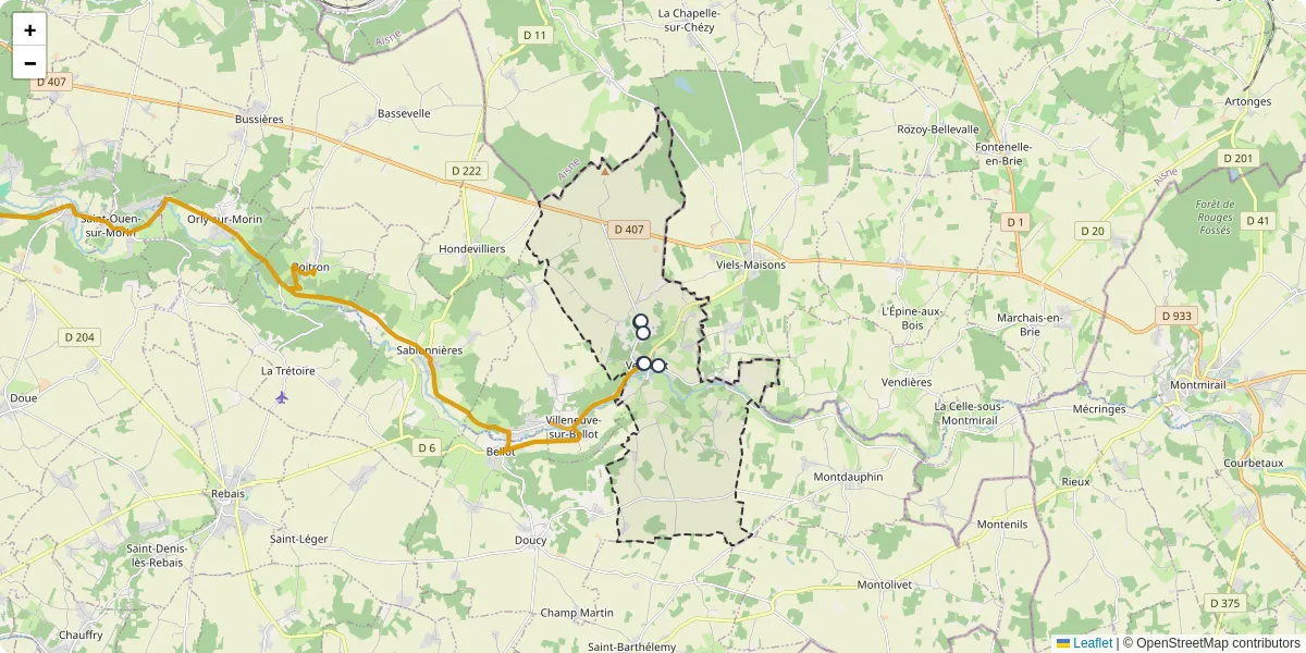 Carte du réseau de transport en commun à Verdelot - lignes de bus et arrêts