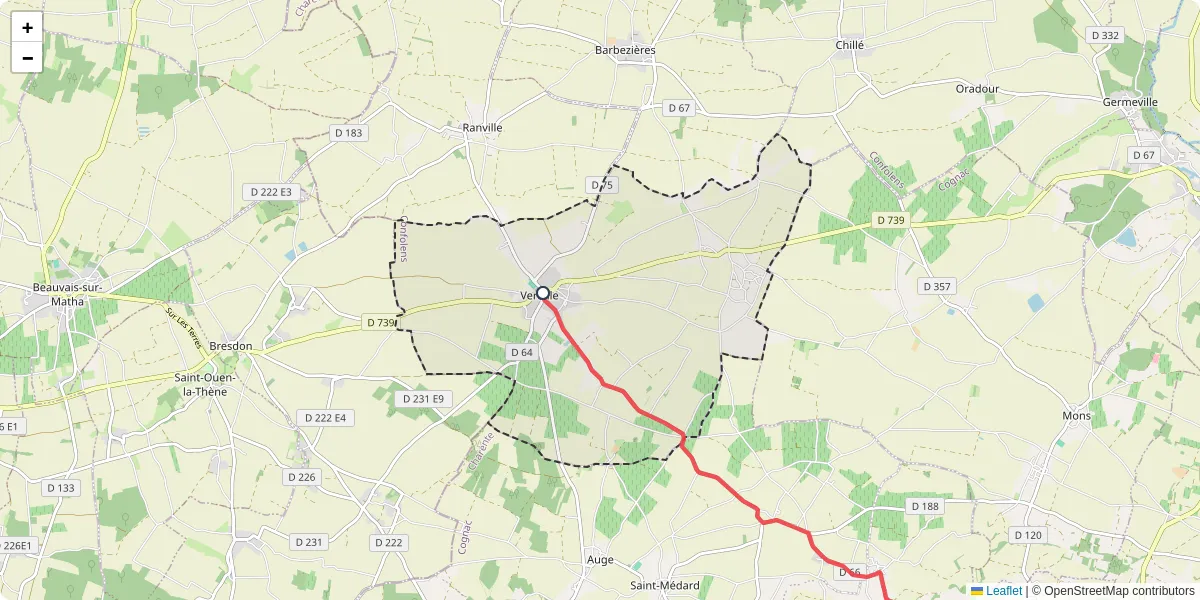 Carte du réseau de transport en commun à Verdille - lignes de bus et arrêts