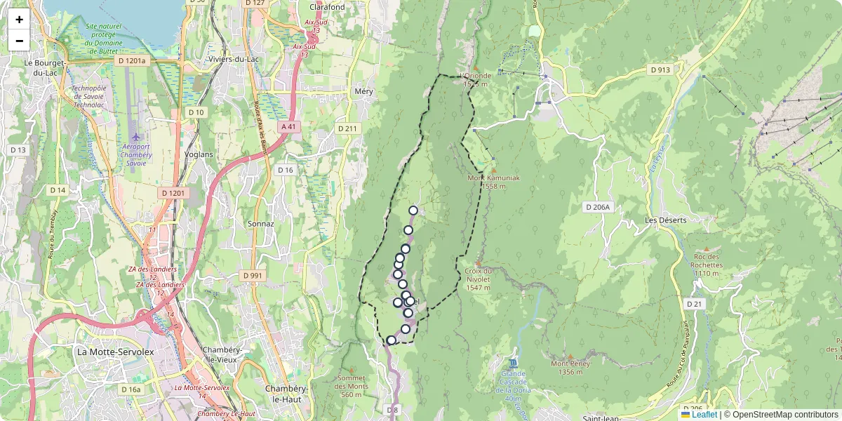 Carte du réseau de transport en commun à Verel-Pragondran - lignes de bus et arrêts