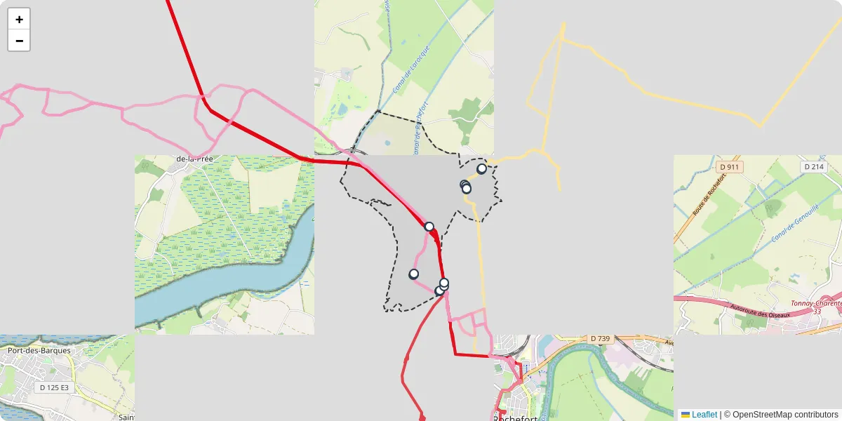 Carte du réseau de transport en commun à Vergeroux - lignes de bus et arrêts