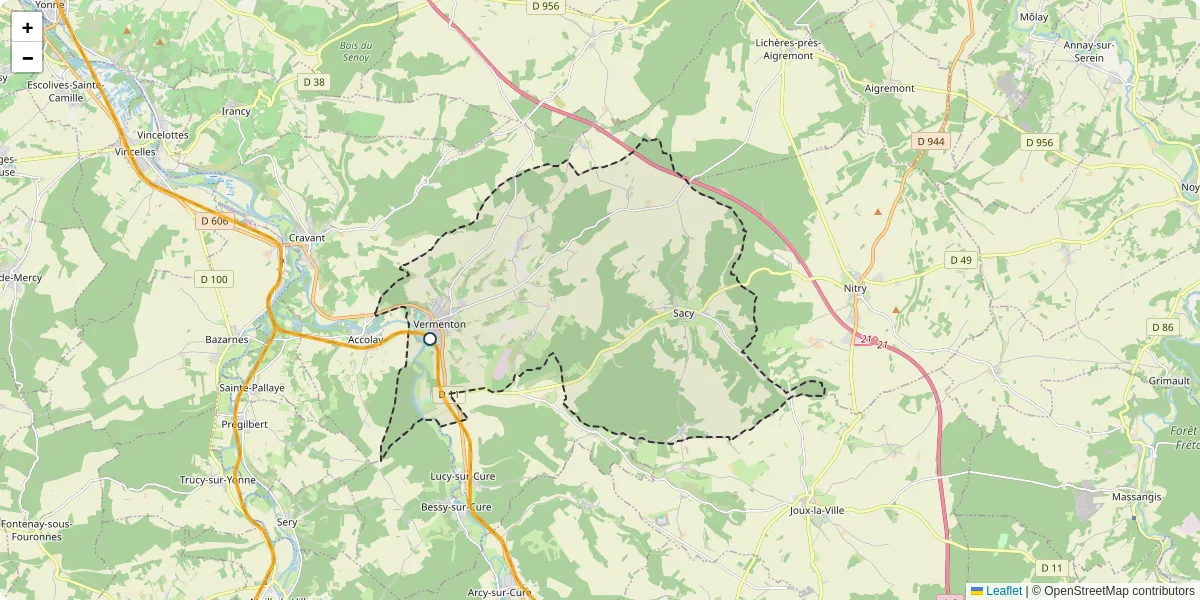 Carte du réseau de transport en commun à Vermenton - lignes de bus et arrêts