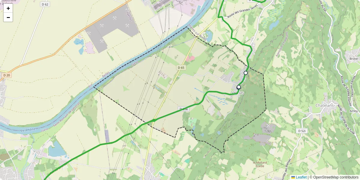 Carte du réseau de transport en commun à Vernas - lignes de bus et arrêts