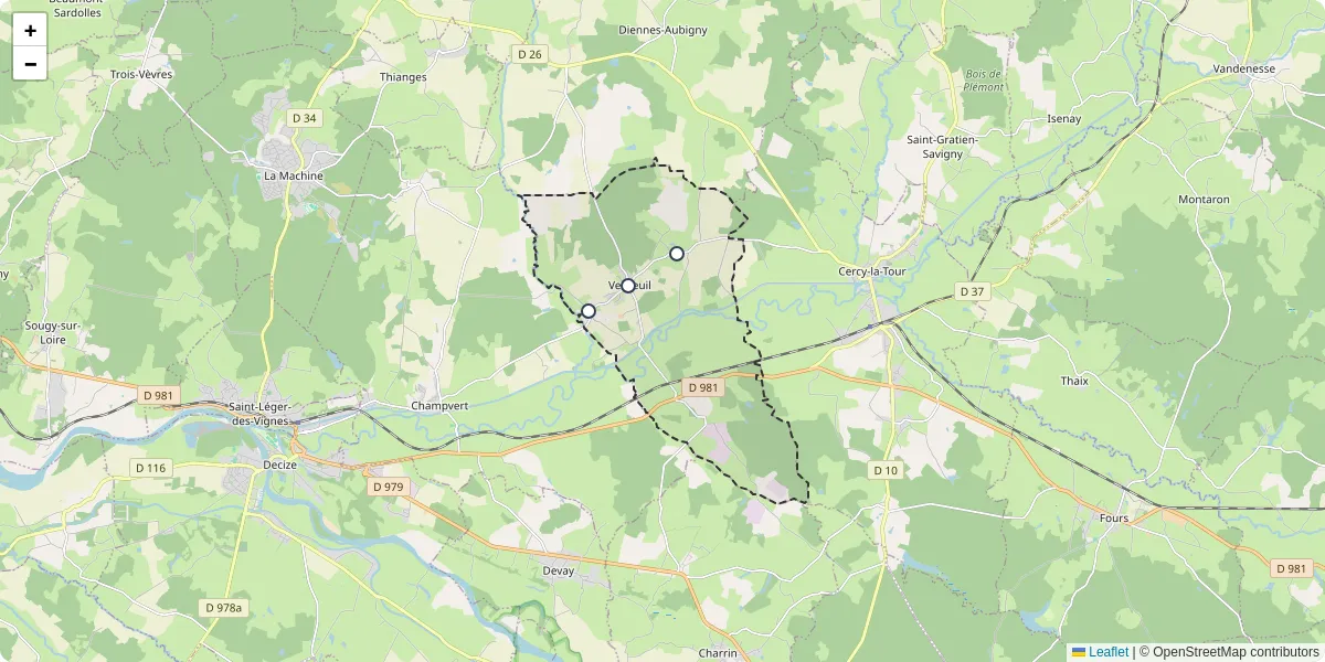 Carte du réseau de transport en commun à Verneuil - lignes de bus et arrêts