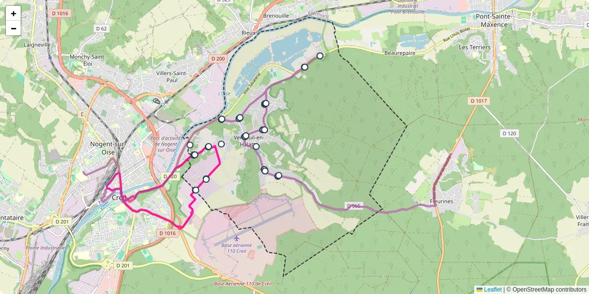 Carte du réseau de transport en commun à Verneuil-en-Halatte - lignes de bus et arrêts