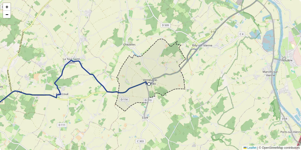 Carte du réseau de transport en commun à Verneuil-le-Château - lignes de bus et arrêts