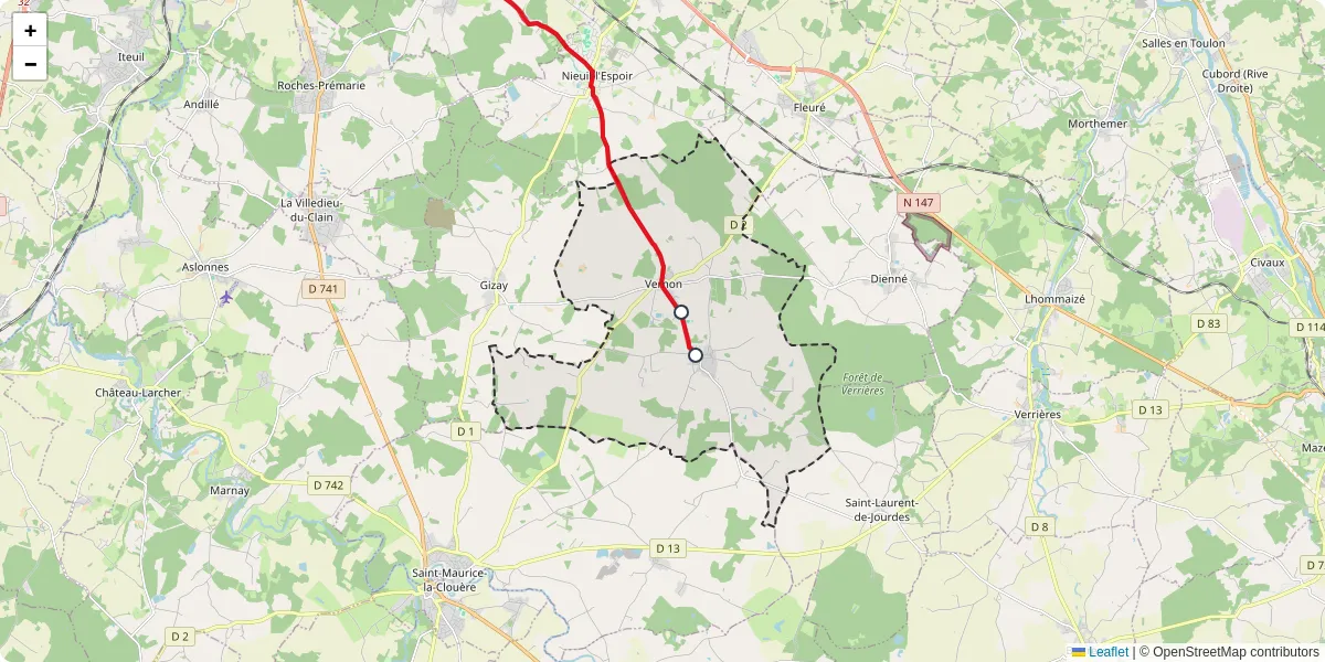 Carte du réseau de transport en commun à Vernon - lignes de bus et arrêts