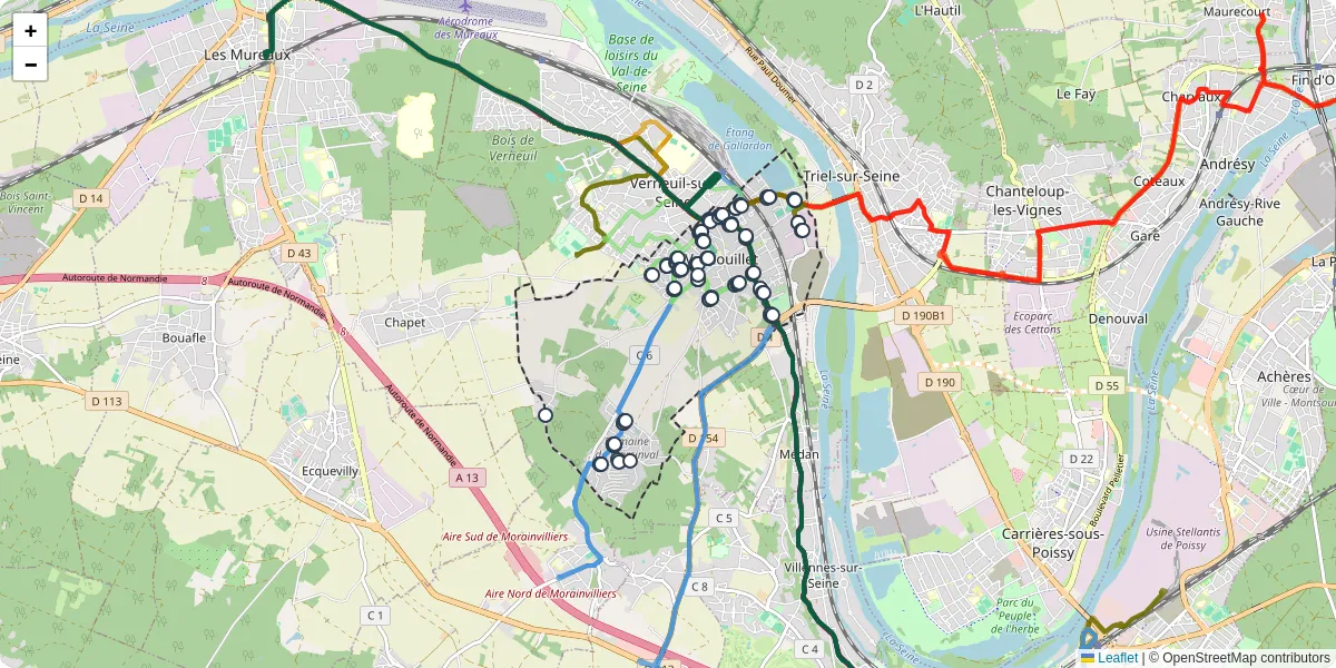 Carte du réseau de transport en commun à Vernouillet - lignes de bus et arrêts