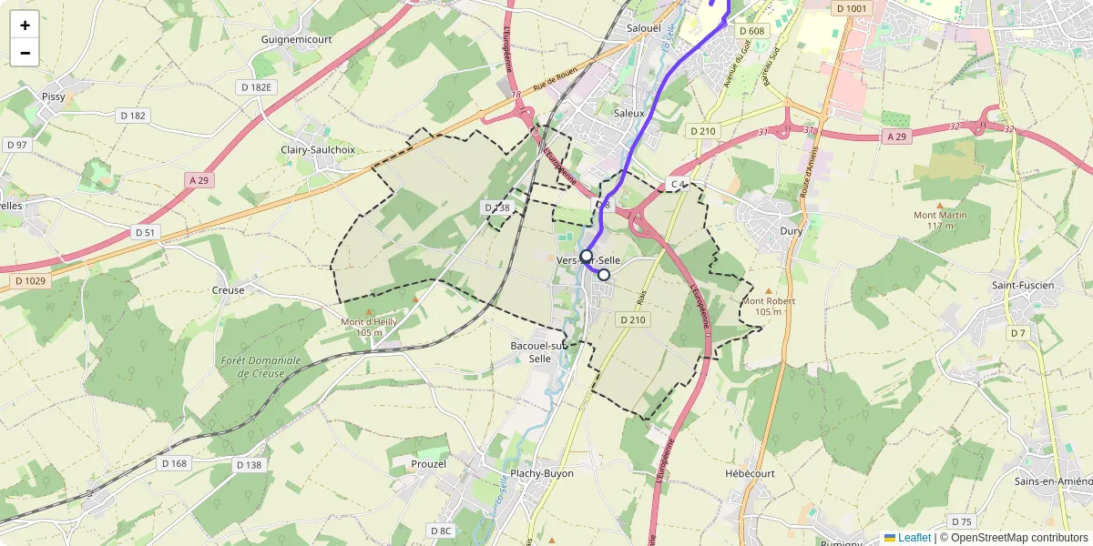Carte du réseau de transport en commun à Vers-sur-Selle - lignes de bus et arrêts