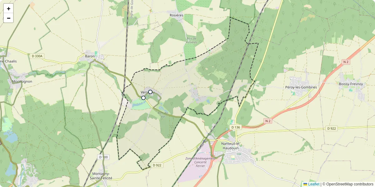 Carte du réseau de transport en commun à Versigny - lignes de bus et arrêts