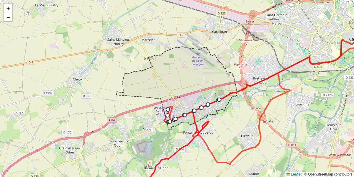 Carte du réseau de transport en commun à Verson - lignes de bus et arrêts