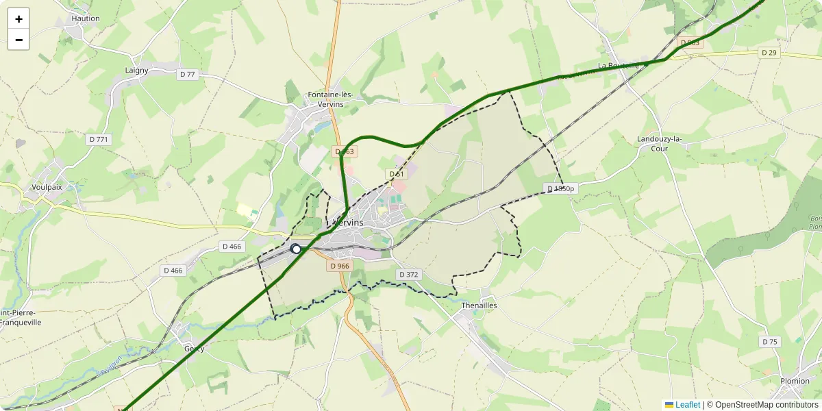 Carte du réseau de transport en commun à Vervins - lignes de bus et arrêts