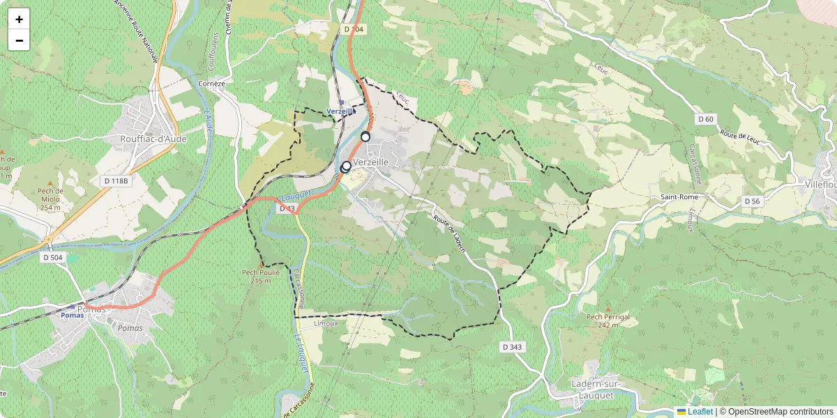 Carte du réseau de transport en commun à Verzeille - lignes de bus et arrêts