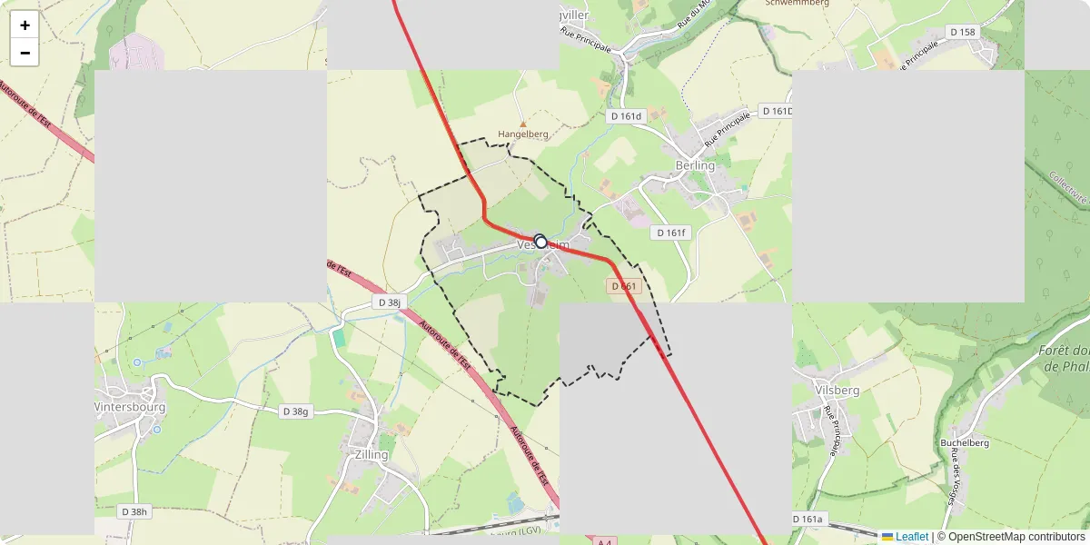 Carte du réseau de transport en commun à Vescheim - lignes de bus et arrêts
