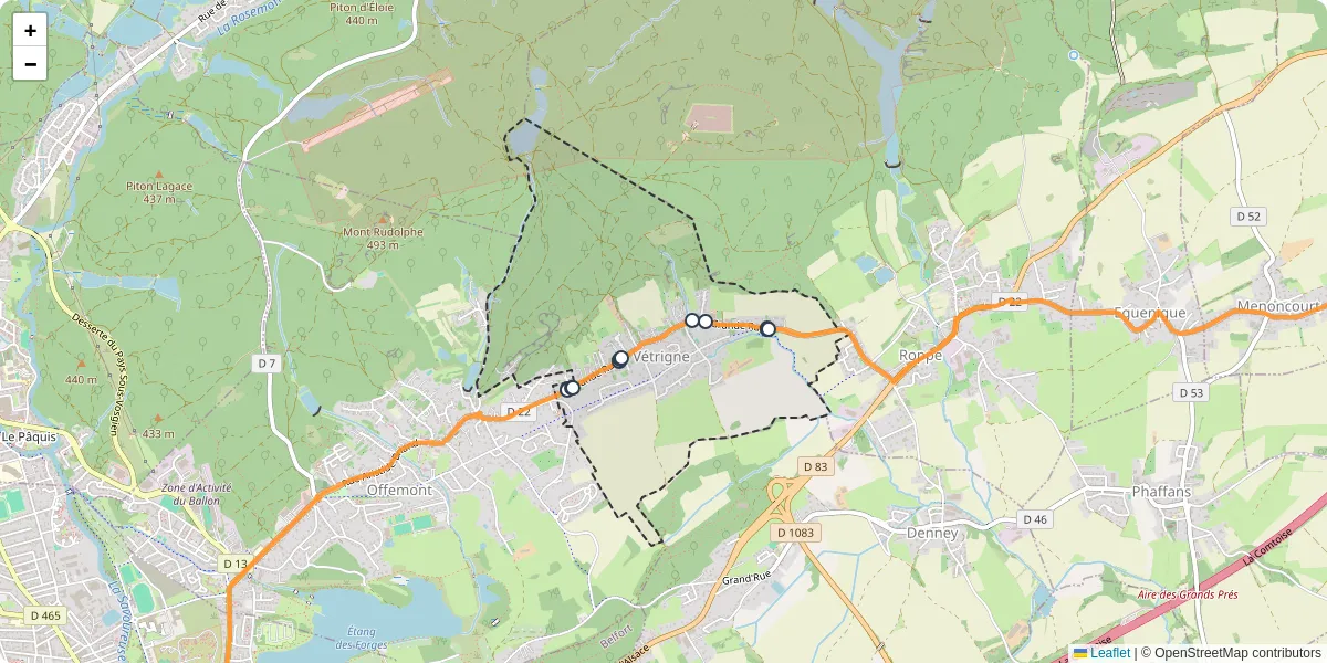 Carte du réseau de transport en commun à Vétrigne - lignes de bus et arrêts