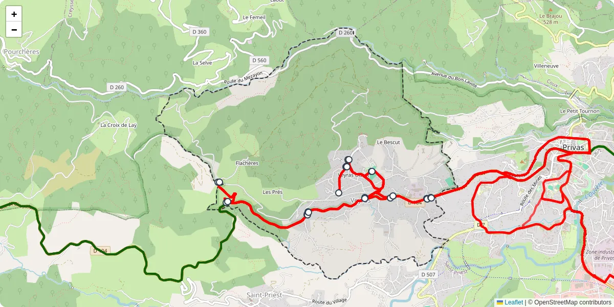 Carte du réseau de transport en commun à Veyras - lignes de bus et arrêts