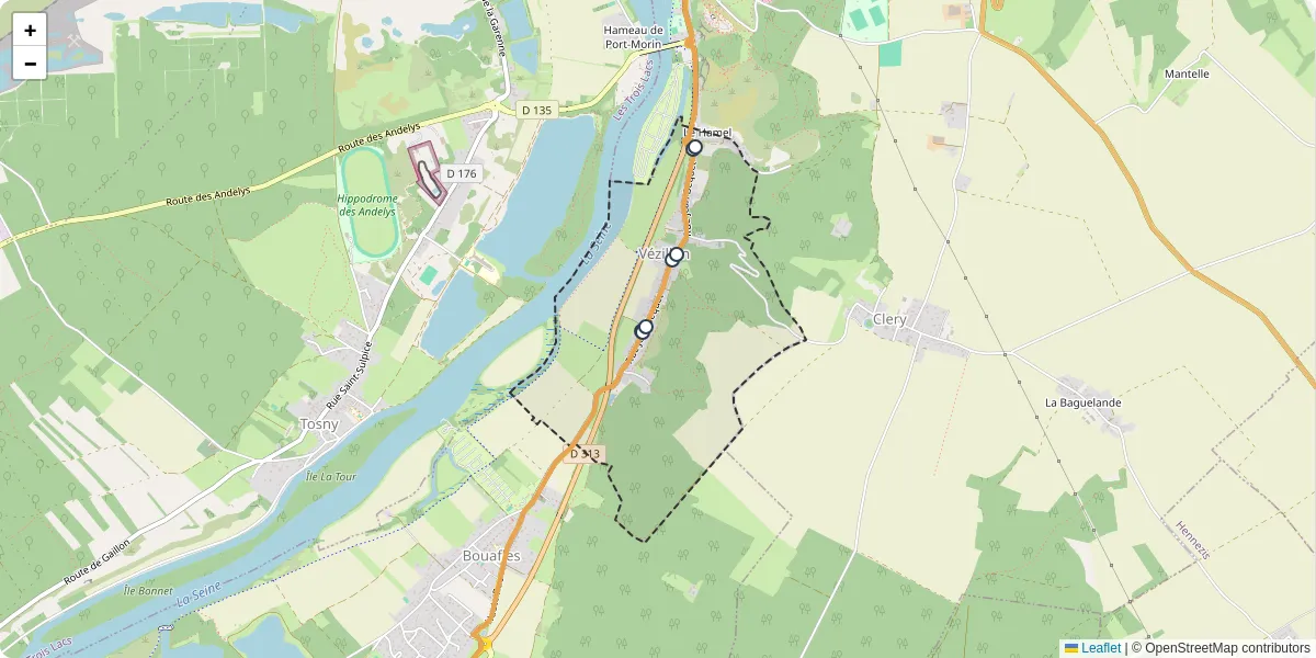 Carte du réseau de transport en commun à Vézillon - lignes de bus et arrêts