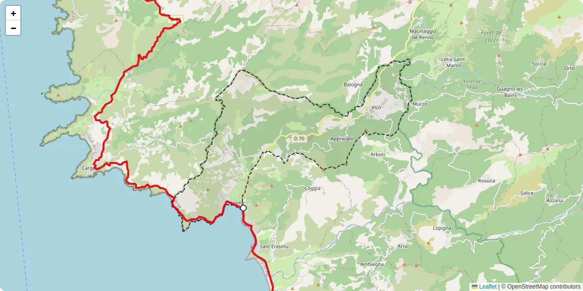 Carte du réseau de transport en commun à Vico - lignes de bus et arrêts