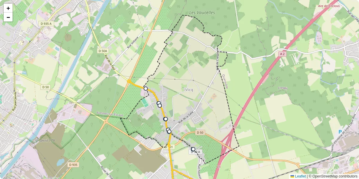 Carte du réseau de transport en commun à Vicq - lignes de bus et arrêts