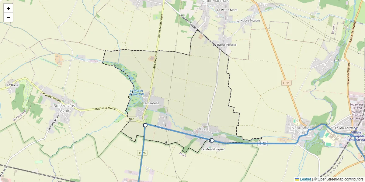 Carte du réseau de transport en commun à Vicq - lignes de bus et arrêts