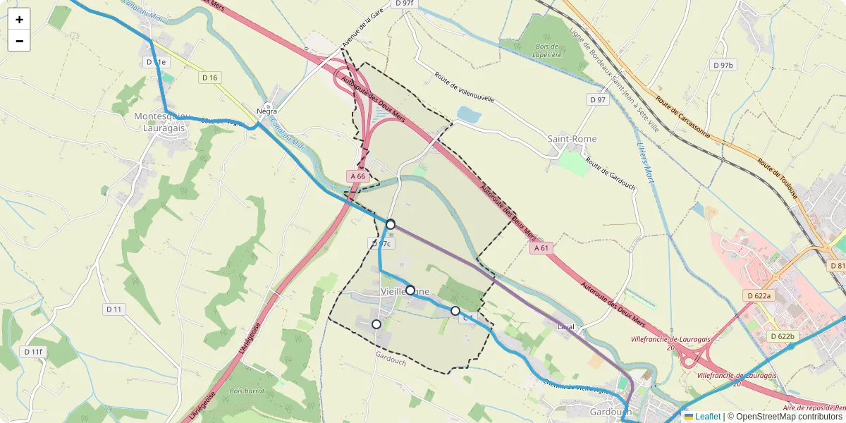 Carte du réseau de transport en commun à Vieillevigne - lignes de bus et arrêts