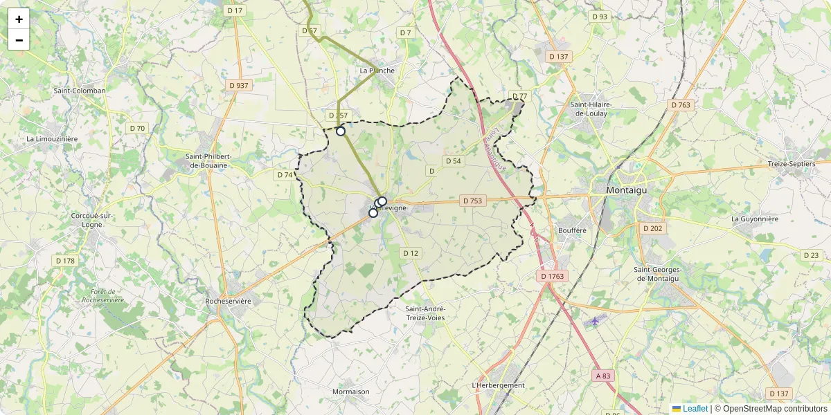Carte du réseau de transport en commun à Vieillevigne - lignes de bus et arrêts