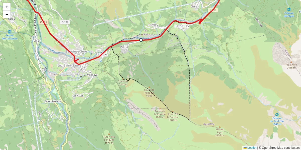 Carte du réseau de transport en commun à Viella - lignes de bus et arrêts