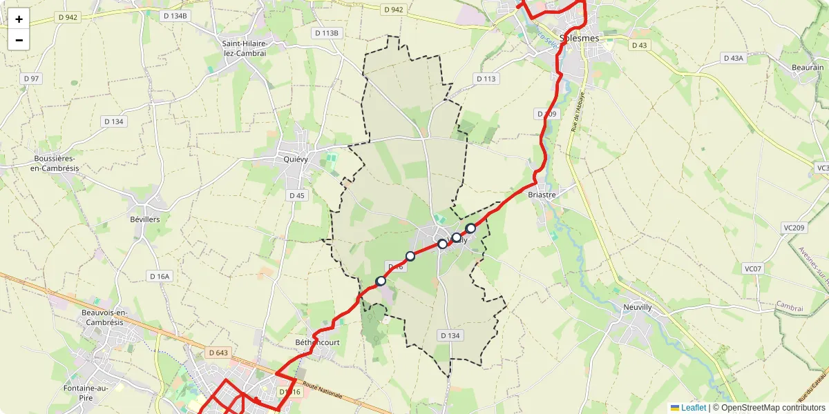 Carte du réseau de transport en commun à Viesly - lignes de bus et arrêts