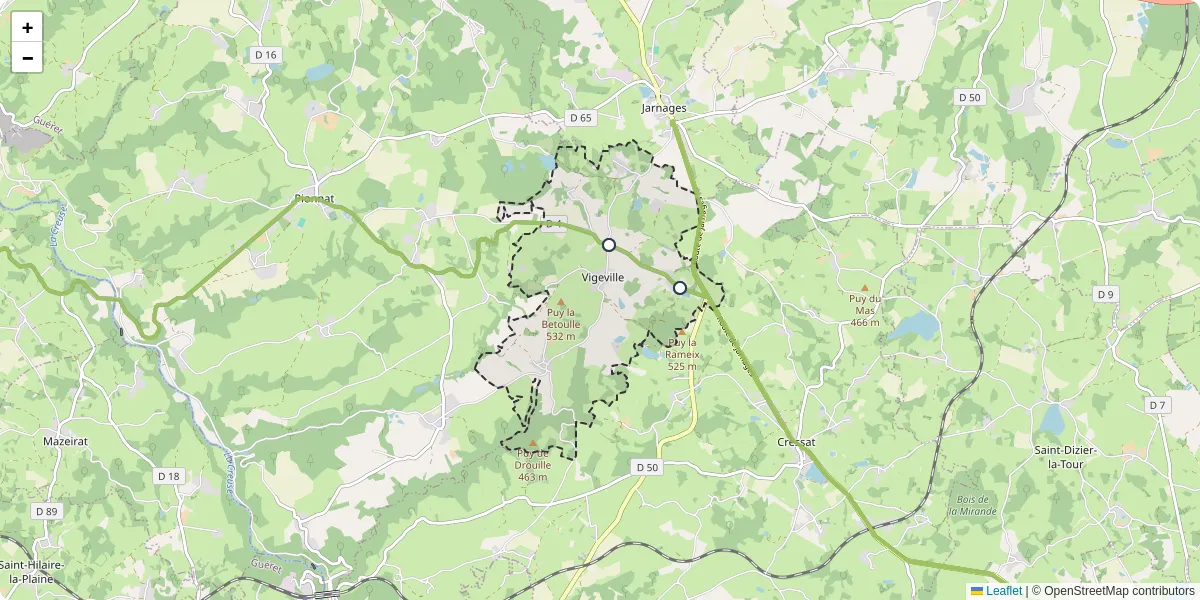 Carte du réseau de transport en commun à Vigeville - lignes de bus et arrêts