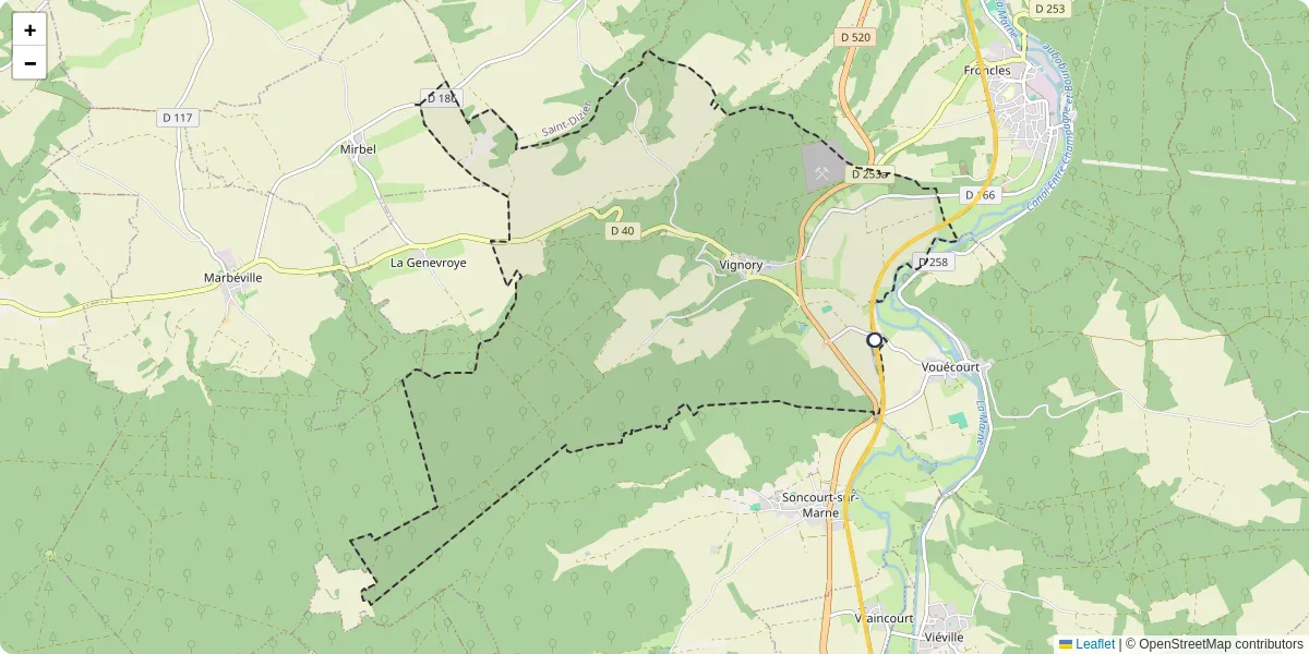 Carte du réseau de transport en commun à Vignory - lignes de bus et arrêts