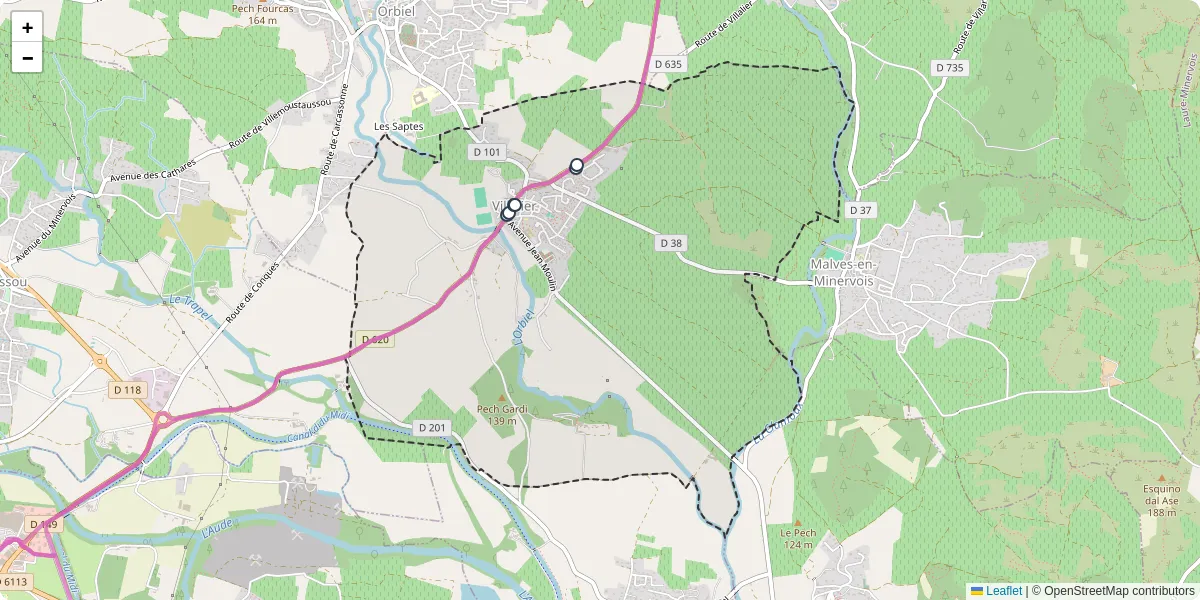 Carte du réseau de transport en commun à Villalier - lignes de bus et arrêts