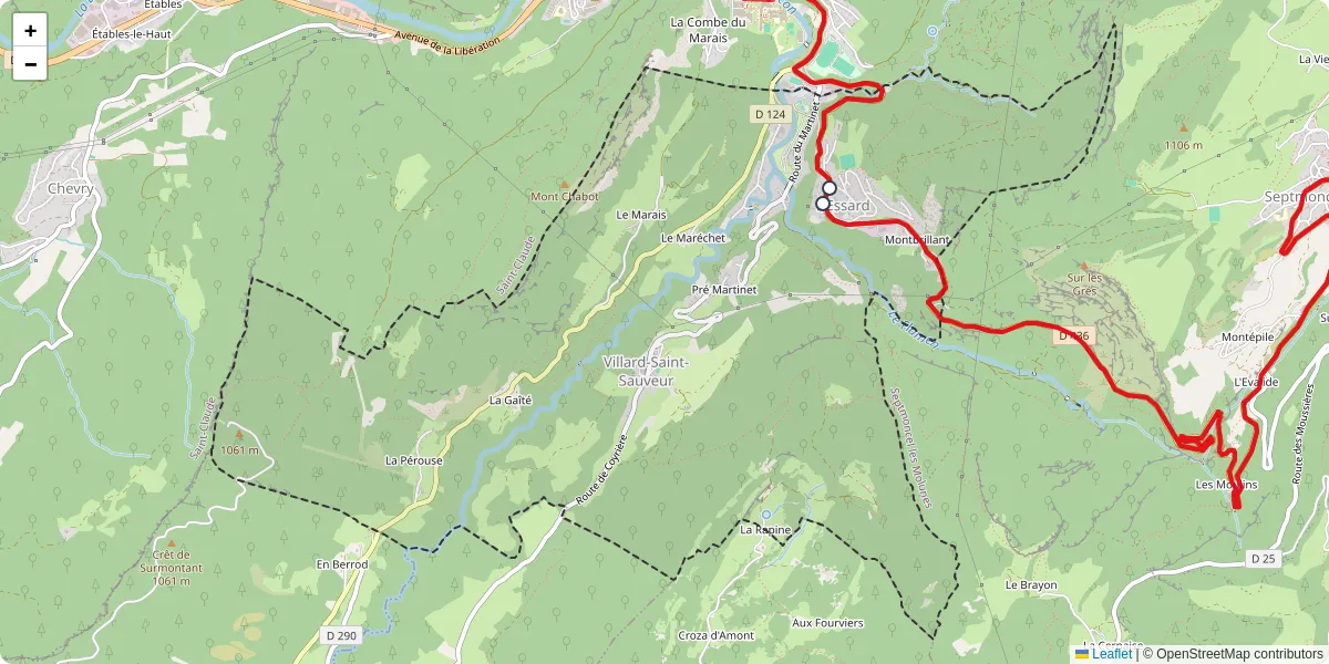 Carte du réseau de transport en commun à Villard-Saint-Sauveur - lignes de bus et arrêts