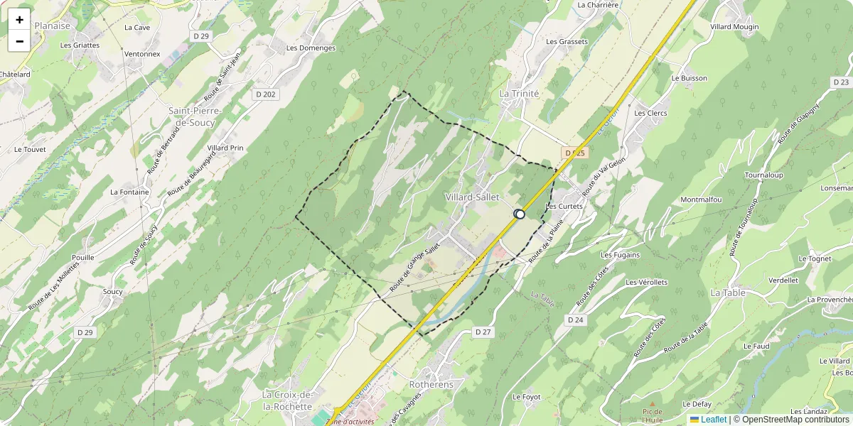 Carte du réseau de transport en commun à Villard-Sallet - lignes de bus et arrêts